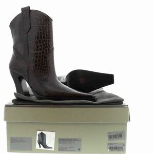 Tom Ford Dark Brown Croc-Embossed Pointed Toe Heeled Boots
